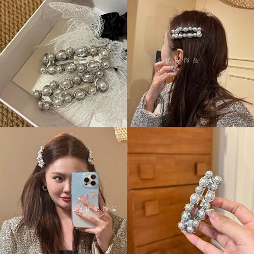 优依家 拍照好看且实用 复古中国风珍珠发夹 百搭高级刘海边夹