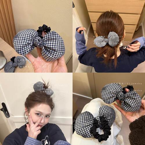 优依家好看的蓝色系格子发圈