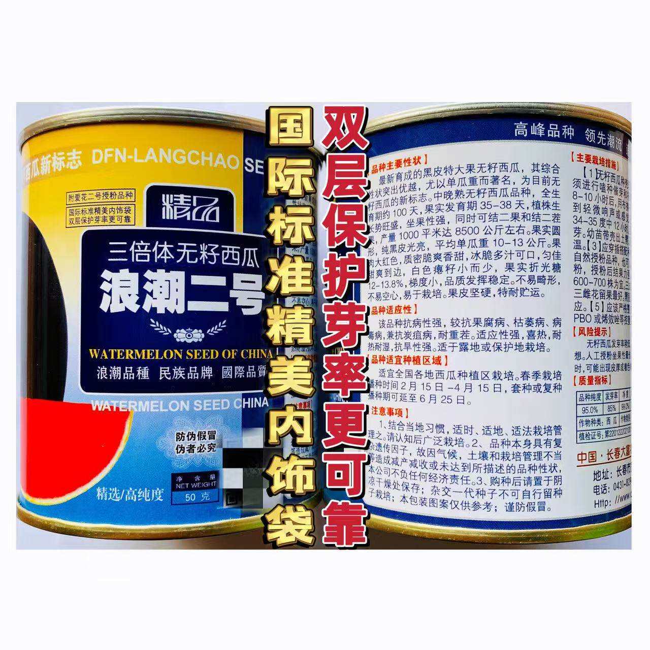 浪潮二号西瓜种子无籽西瓜种子黑皮红瓤超甜高产巨型无籽西瓜种子