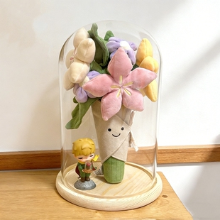 jellycat手捧花展示盒花瓶透明防尘毛绒永生干花收纳保存玻璃罩子