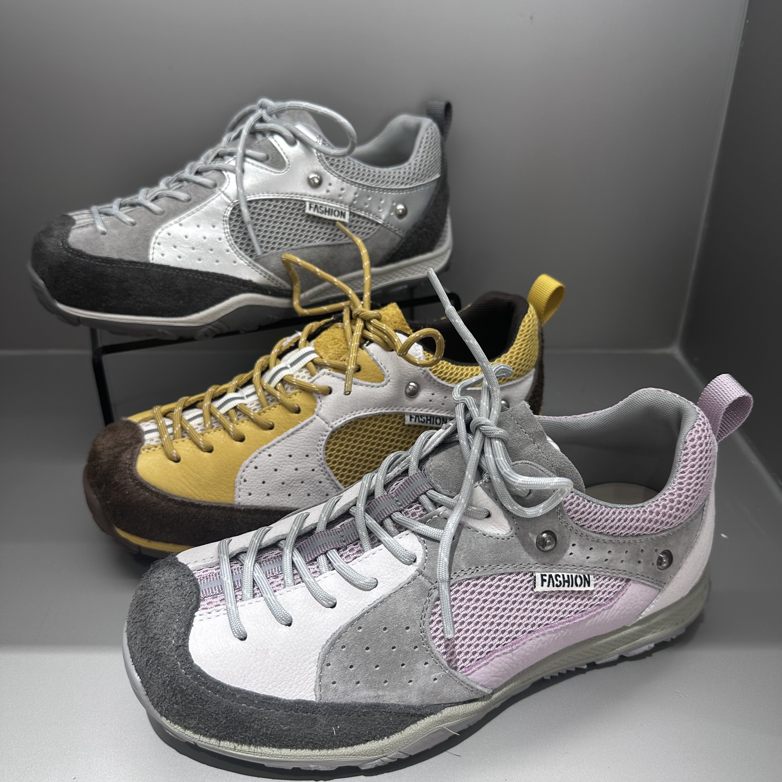 茵茵家2026春秋季欧洲站真皮户外防滑运动鞋女丑萌圆头休闲登山鞋,女鞋,德训鞋,淘宝优惠券,粉丝福利购,淘宝优惠卷