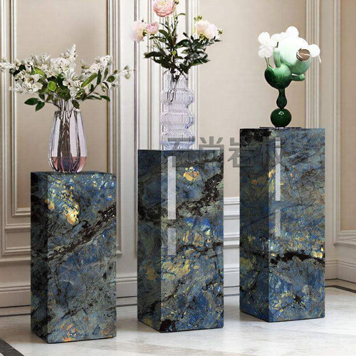 简约现代岩板花架花几客厅玄关落地式装饰品展示台摆件底座立柱