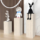 中古侘寂风米黄洞石岩板玄关底座展示台立柱方橱窗陈列摆件花架