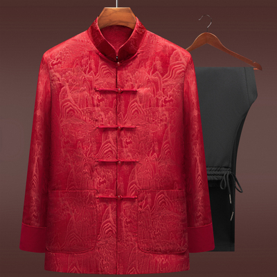 高品质桑蚕丝唐装中老年春秋外套