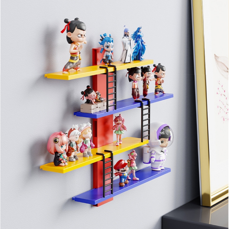 盲盒手办公仔展示架上墙免打孔