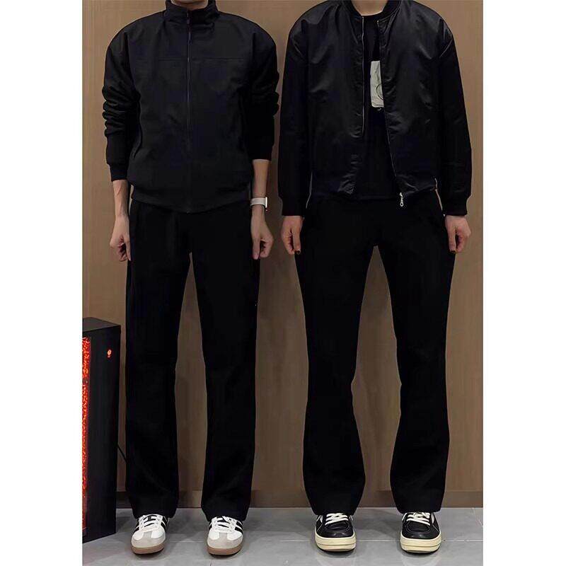 美式黑色弯刀西裤男款痞帅屁股大遮肉显瘦裤子高腰提裆微喇西装裤