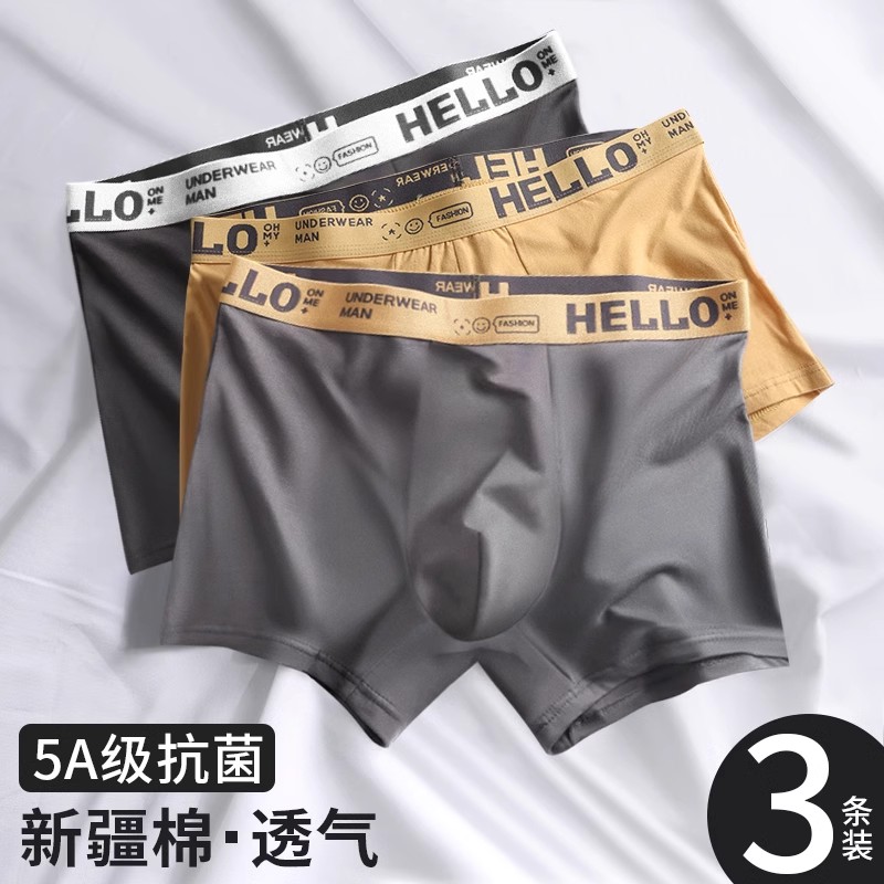 3条装男士内裤男生男款2025新款纯棉透气四角短裤衩男式平角大码