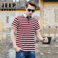 Thương hiệu xe jeep nam quầy hàng đích thực áo thun ngắn tay sọc ngang cotton thanh niên Paul chạm đáy áo hè - Polo áo phông kẻ ngang nam