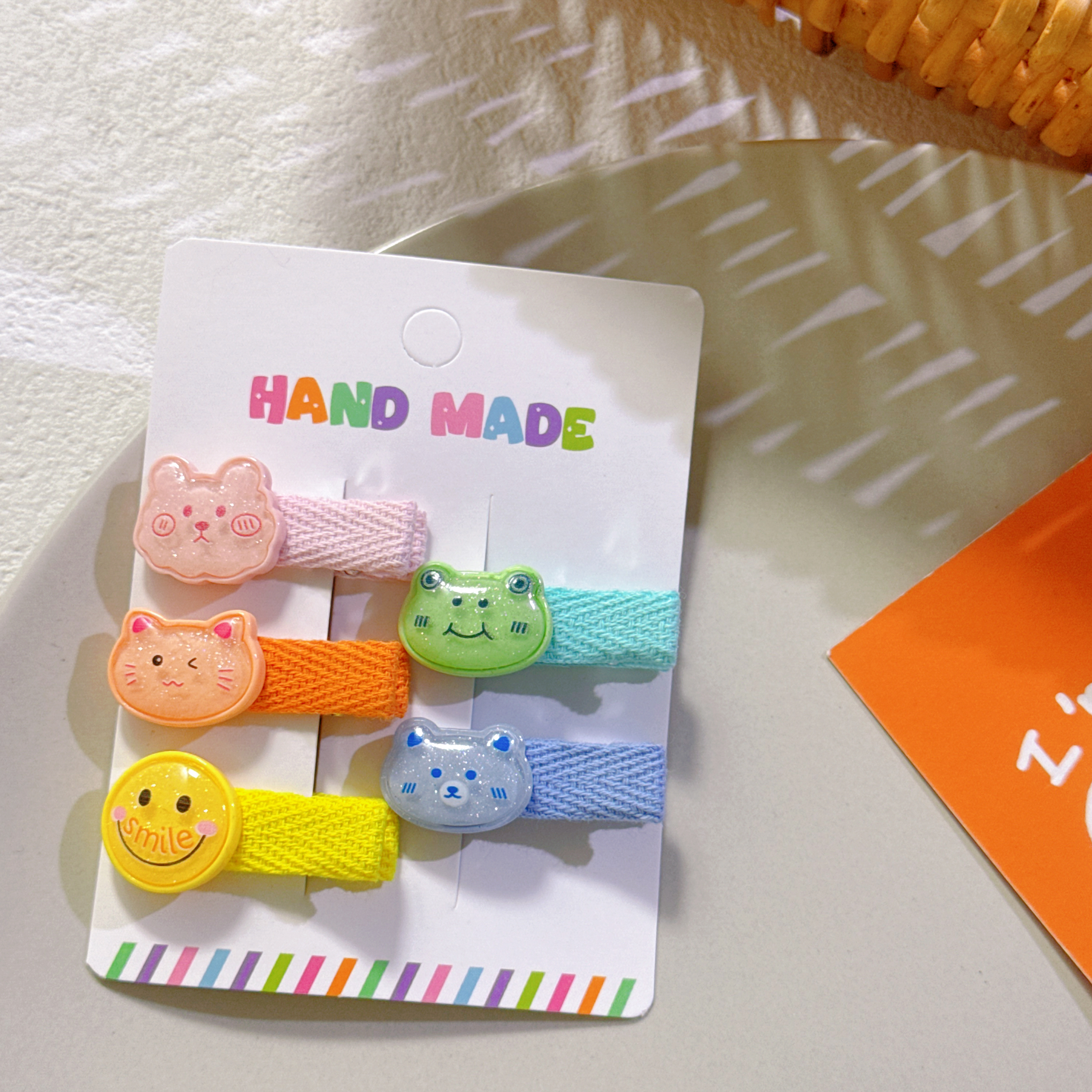 5件包邮 儿童发饰女孩头饰可爱猫咪兔子包布婴幼儿宝宝安全小发夹