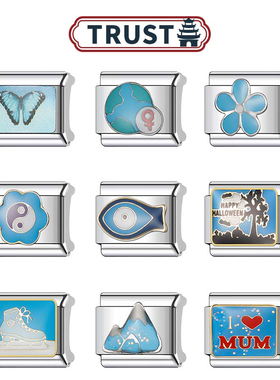 Trusta模块手链DIY可拼接钛钢链化蓝色小众精致手链情侣手链女款