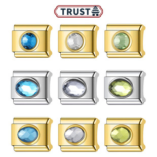 Trusta模块手链diy带钻蓝宝石透明圆形简约DIY饰品配件生日礼物