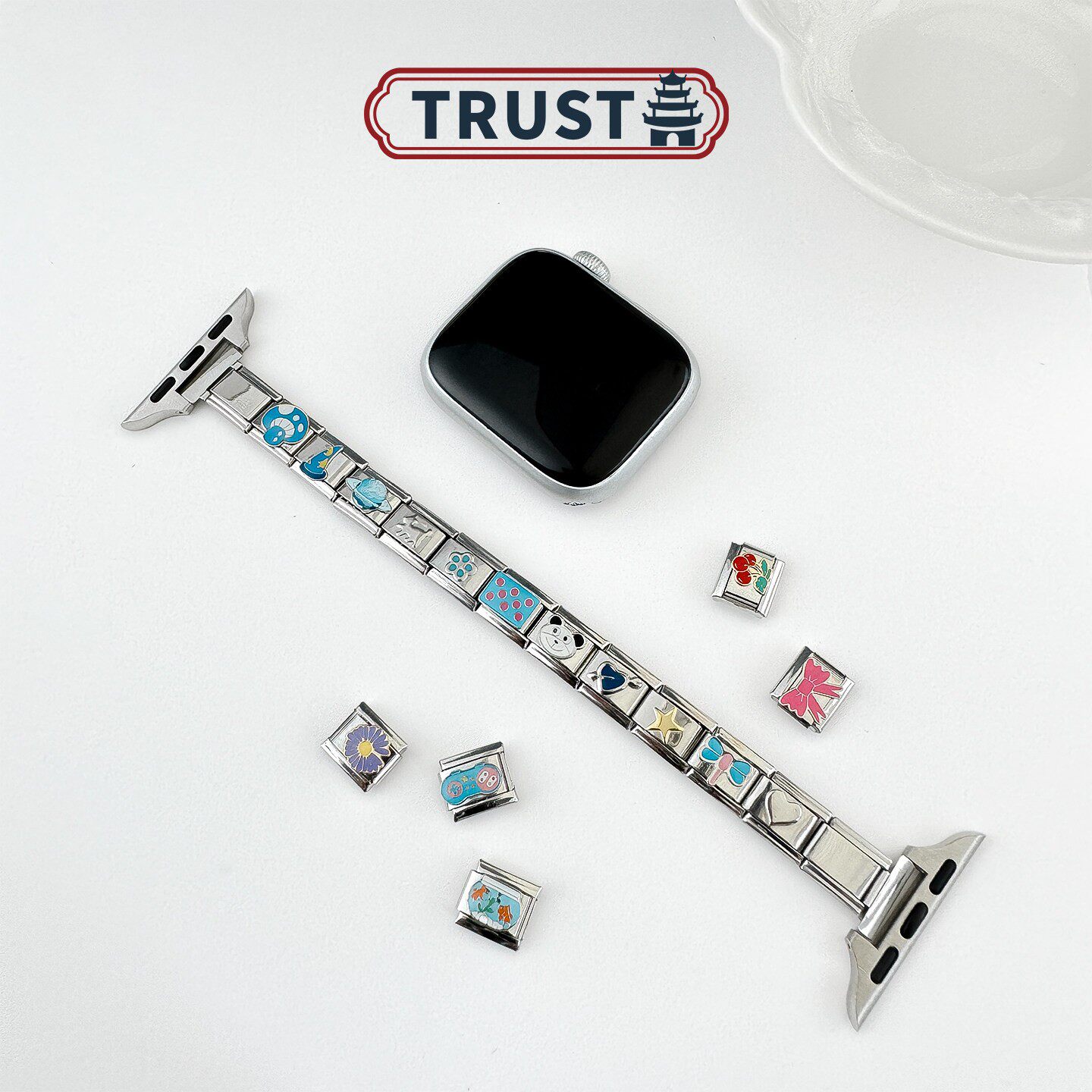 Trusta模块手链表带diy蓝色清新连接器可爱花朵自由拆卸生日礼物