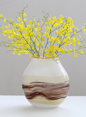 现代山水渐变直桶玻璃花瓶摆件