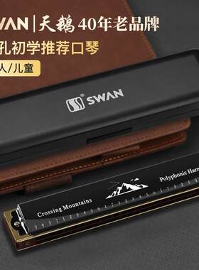天鹅(SWAN)口琴28孔初学者学生儿童复音重音C调专业演奏级乐器开