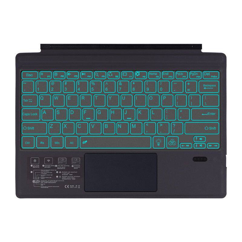 适用微软surface pro34567蓝牙键盘 pro2017七彩发光触摸蓝牙键盘