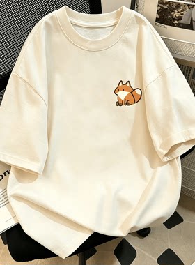 卡通小狐狸印花短袖T恤男女学生