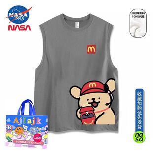 背心夏潮流休闲宽松运动坎肩T恤线条小狗 NASA联名日系金拱门无袖