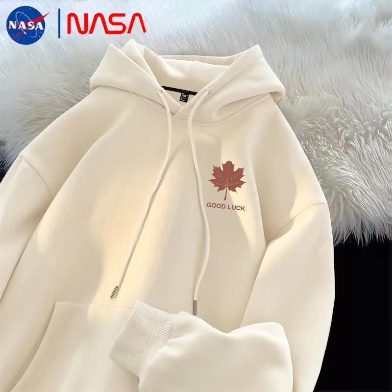 NASA港风潮牌好运枫叶连帽卫衣冬