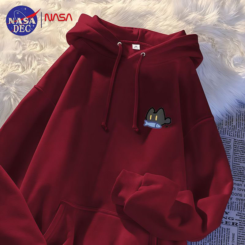NASA联名韩系感摸鱼小猫卫衣春秋季连帽宽松ins百搭时尚学生上衣,女装/女士精品,卫衣/绒衫,淘宝优惠券,粉丝福利购,淘宝优惠卷