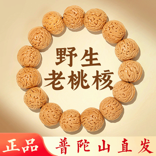 普陀山天然野生老桃核手串女款精品核桃胡原籽原生态桃木手链男士