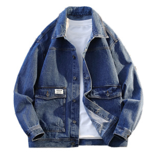 上衣服男装 工装 潮牌翻领 牛仔外套男士 休闲2025年春秋新款