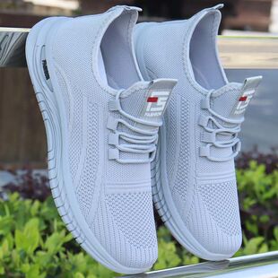 一脚蹬男鞋夏天网面镂空透气运动鞋轻便休闲鞋软底防滑防臭跑步鞋