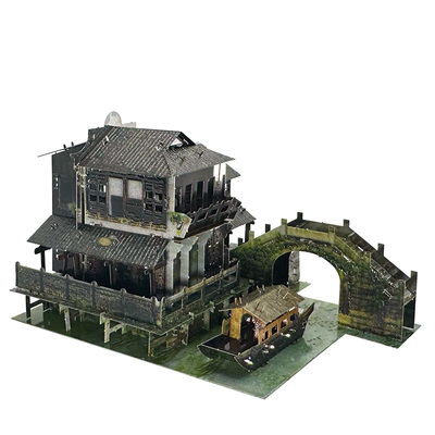 浙江乌镇 金属拼图3D立体建筑模型解压拼装无聊街景
