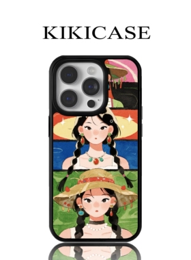 华为meta系列田园少女插画手机壳适用iPhone16/15/14ProMax苹果13/12mini全包软壳11防摔个性治愈系小众设计