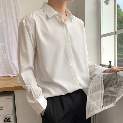 天丝长袖薄款韩版宽松坠感衬衫