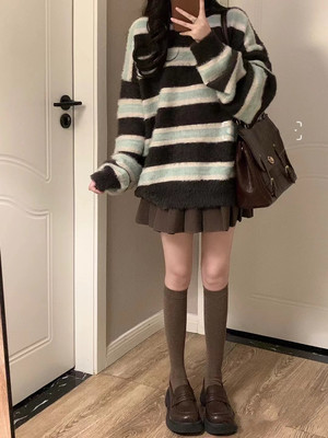 棉春秋冬温柔盐系学院风两件套装