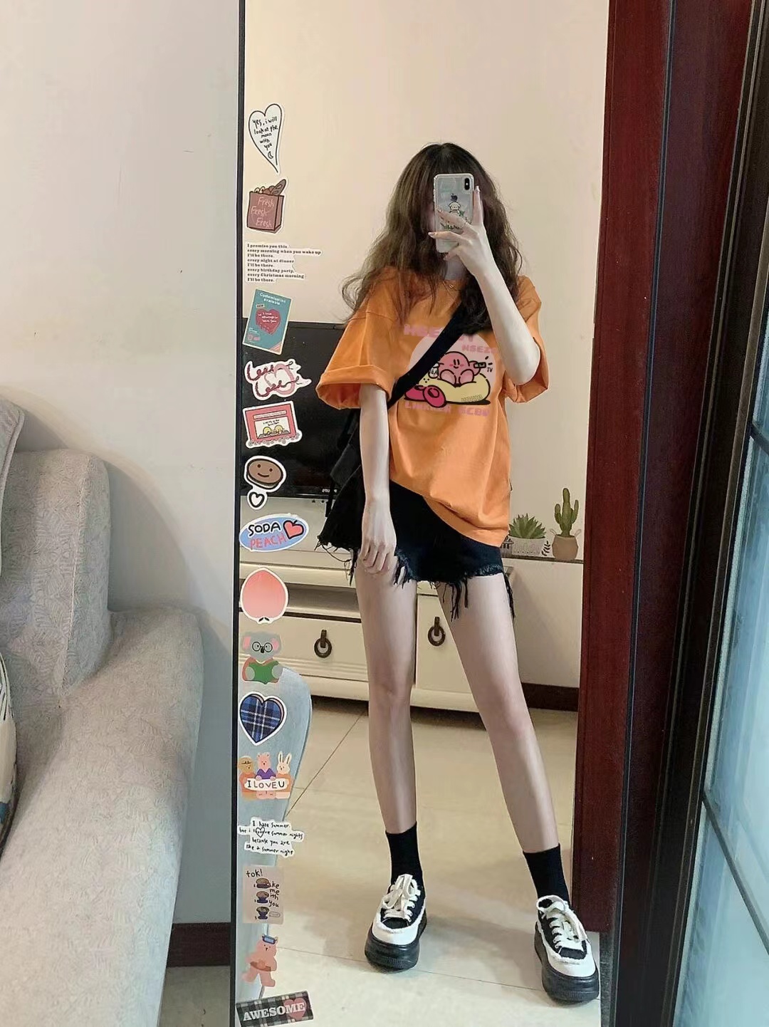 学院风夏季奶橘chic宽松套装裙夏