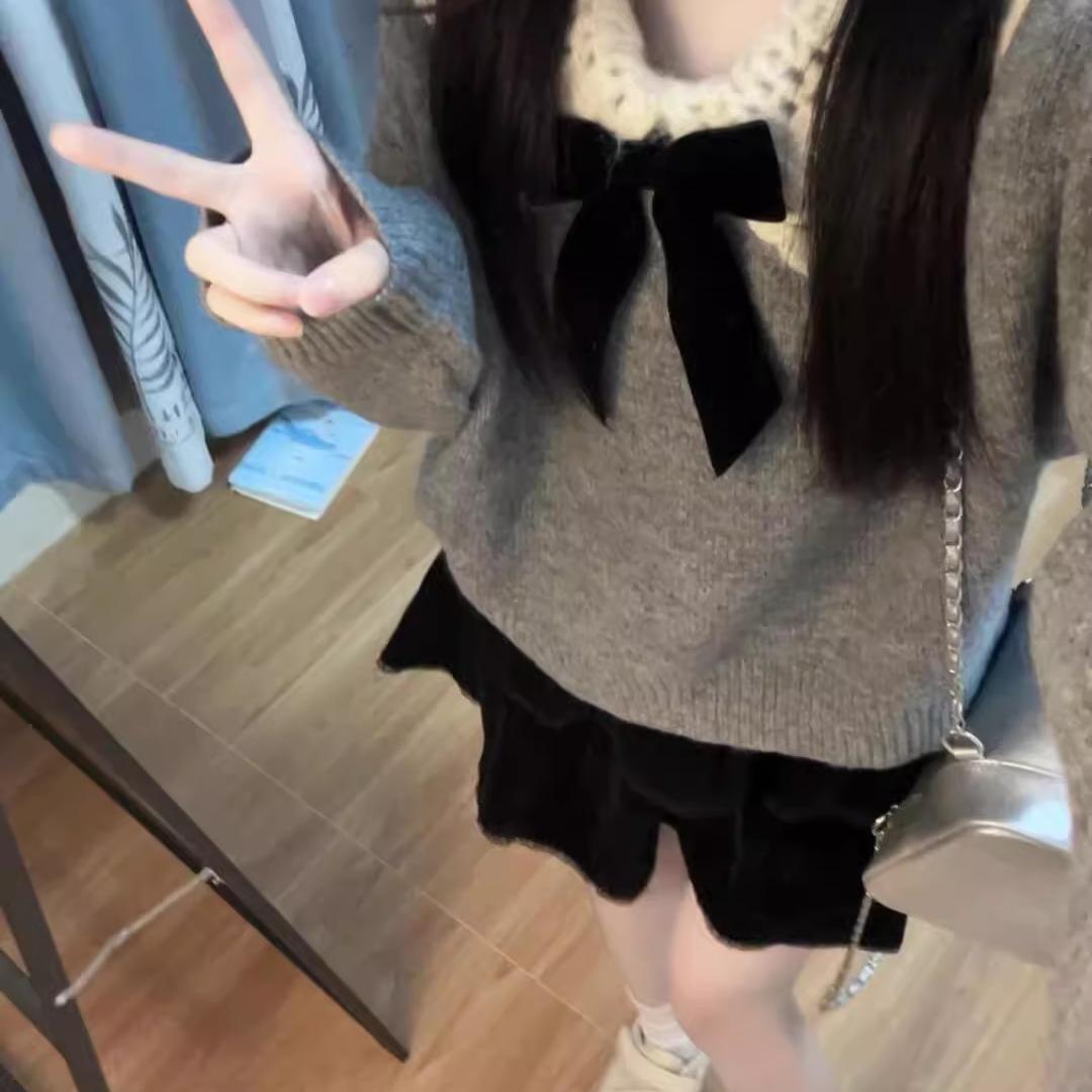 韩系新款百搭ins秋季毛衣娃娃领图片
