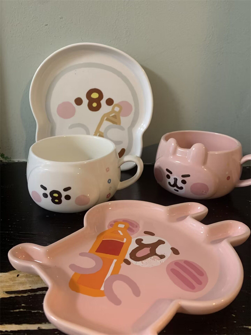 陶瓷日式可爱kanahei小兔早餐杯