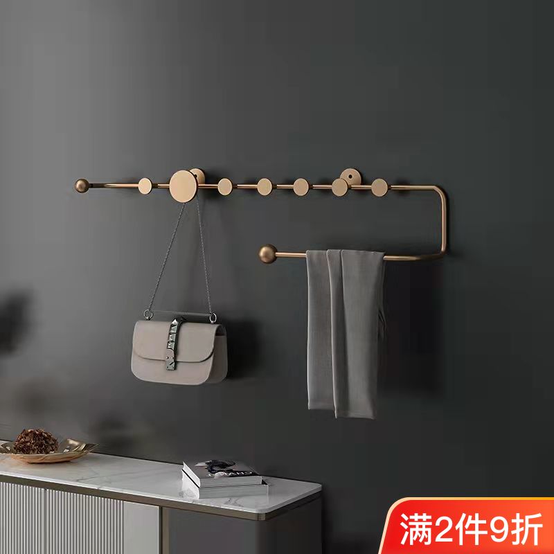 北欧轻奢衣帽架卧室衣架墙上装饰卫生间壁挂玄关衣帽间进门挂衣架