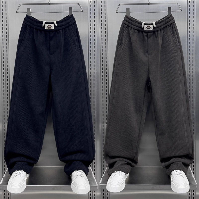 轻奢2025新款卫裤男士冬季潮牌痞帅百搭阔腿哈伦裤直筒条绒休闲裤,男装,休闲裤,淘宝优惠券,粉丝福利购,淘宝优惠卷