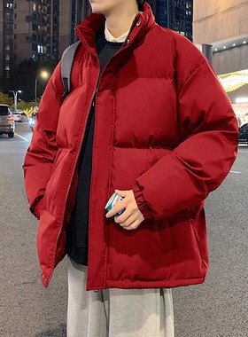 轻奢蛇年本命年红色棉服男款2025冬季加厚立领棉衣外套情侣棉袄子