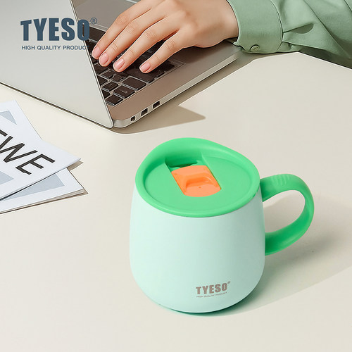 TYESO新款升级版大肚马克杯内胆陶瓷涂层不锈钢高颜值办公咖啡杯