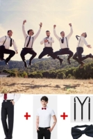 Черные штаны, подтяжки, белая рубашка, галстук-бабочка