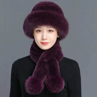 皮草帽子女冬天保暖狐狸毛帽子加厚妈妈韩版时尚仿獭兔毛礼帽秋冬