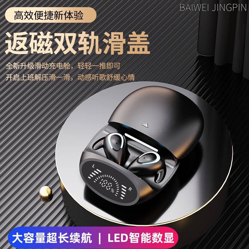 BAIWEI半入耳式无线蓝牙耳机数显超长续航无损降噪音质 支持集运