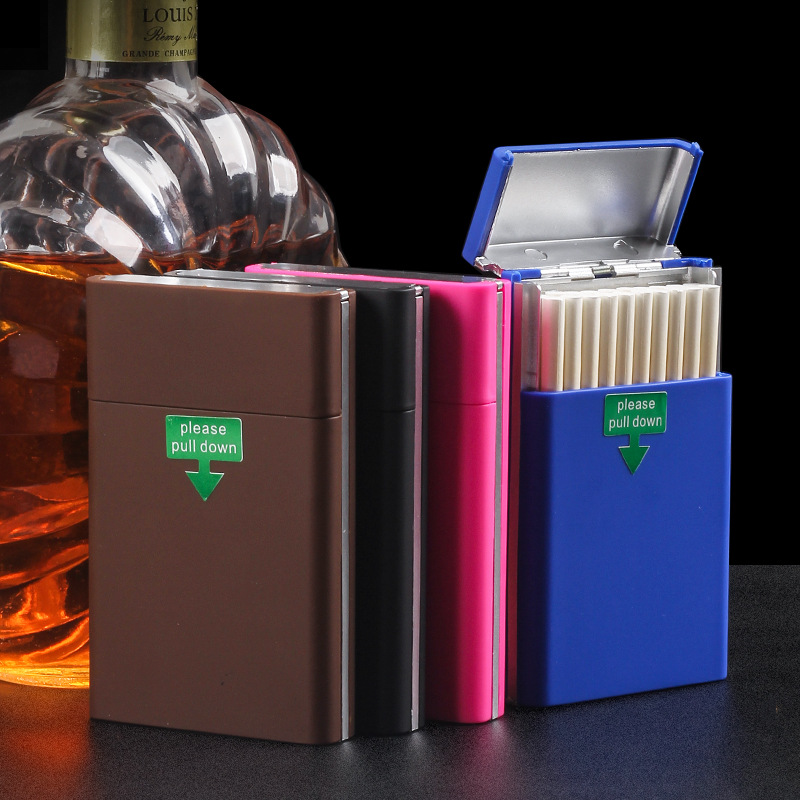 下拉弹盖加长细烟烟盒塑料材质便携防潮防压男女通用