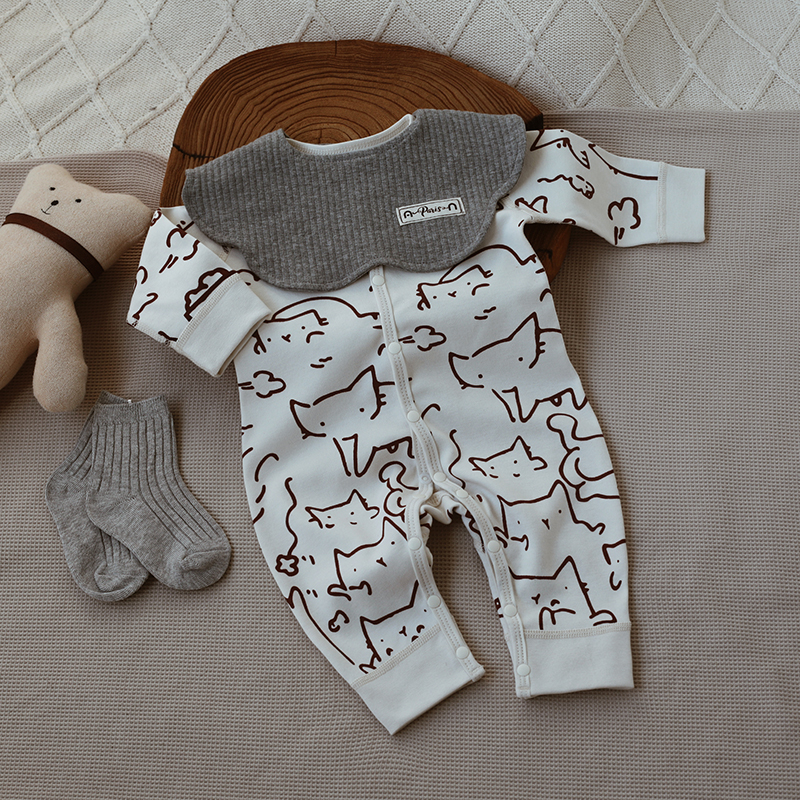 韩版新生婴儿连体衣春秋纯棉长袖