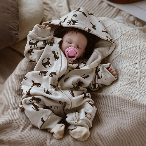 婴儿连帽卫衣连体衣加绒连身爬服