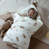 婴姿新生婴儿包被秋冬加厚纯棉可拆初生宝宝春秋抱被产房外出抱毯