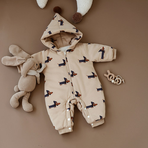 婴儿衣服宝宝夹棉外出连体冬季