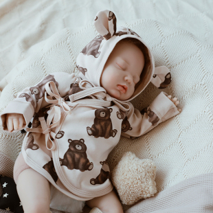 婴姿初生婴儿半背衣男女宝宝春秋纯棉上衣系52码 a类纯棉带和尚服