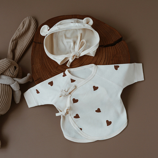 婴姿新生婴儿儿衣服半背衣0-3月春秋季初生宝宝纯棉上衣和尚服