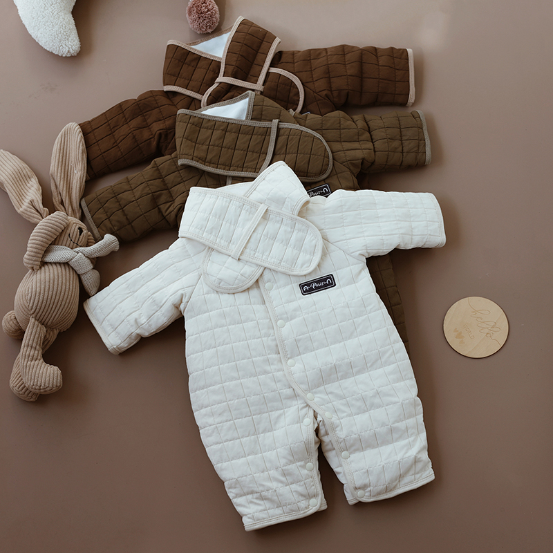 婴儿加绒加厚保暖连体衣防寒