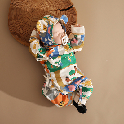 新生婴儿夏季连体衣纯棉薄款爬服