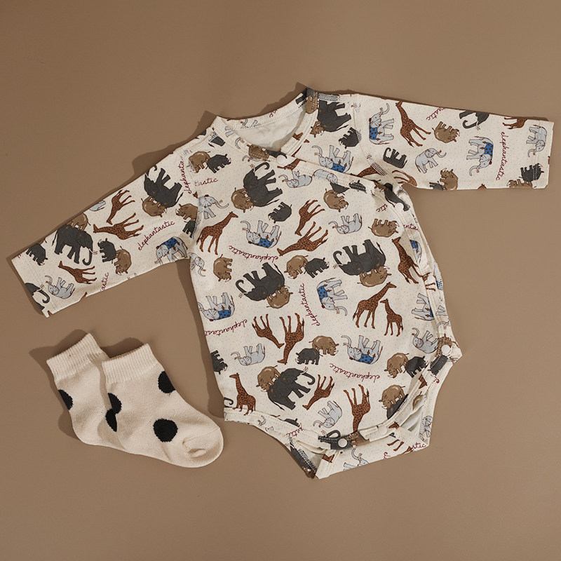 Tagkita婴姿新生儿长袖包屁衣纯棉三角哈衣开襟护肚45元